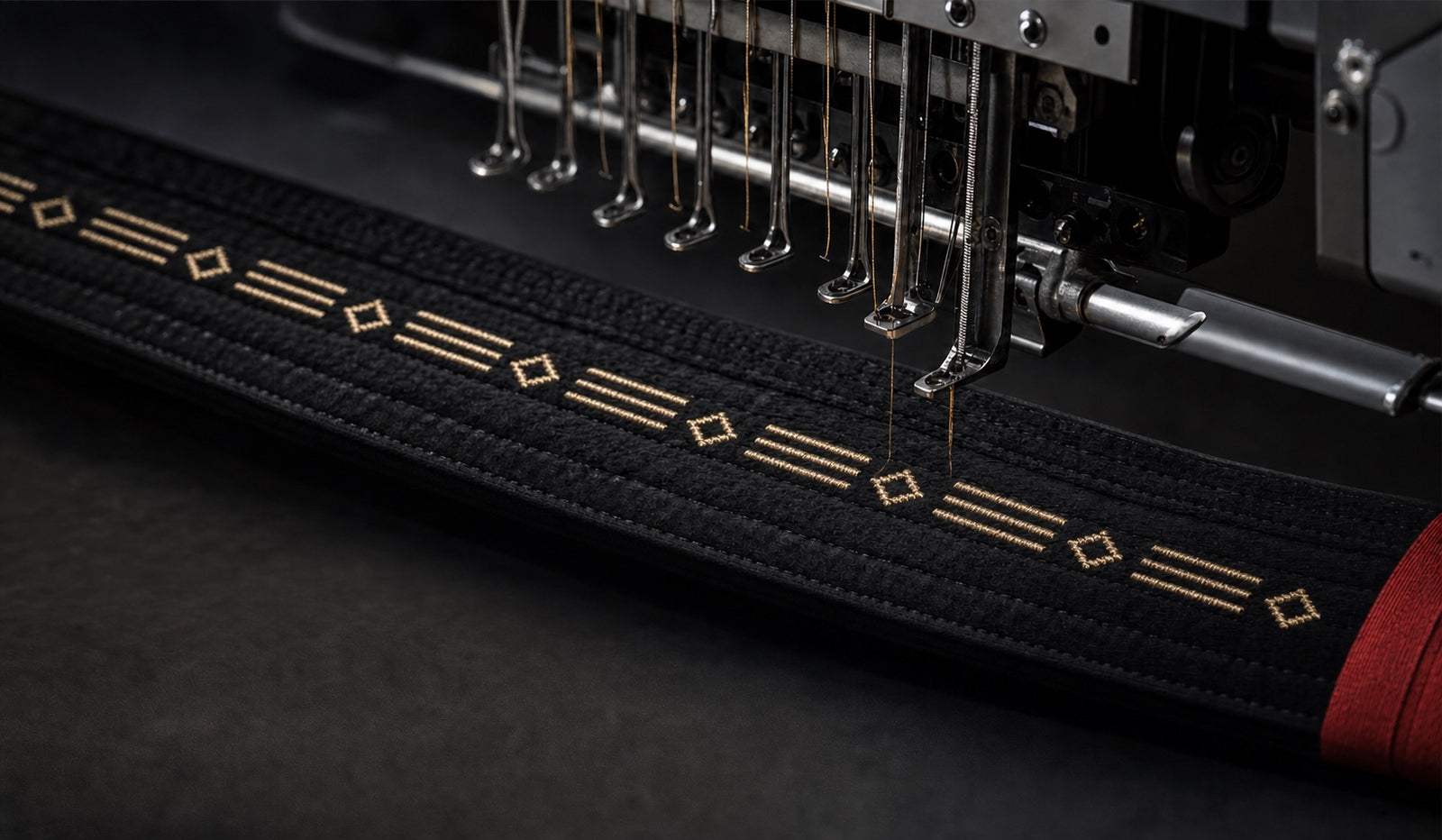 刺繍を施したKANJI柔術帯のディテール